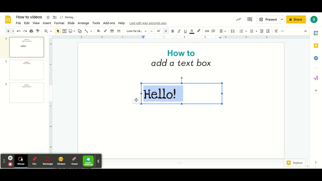 How to add a text box on google slides - YouTube