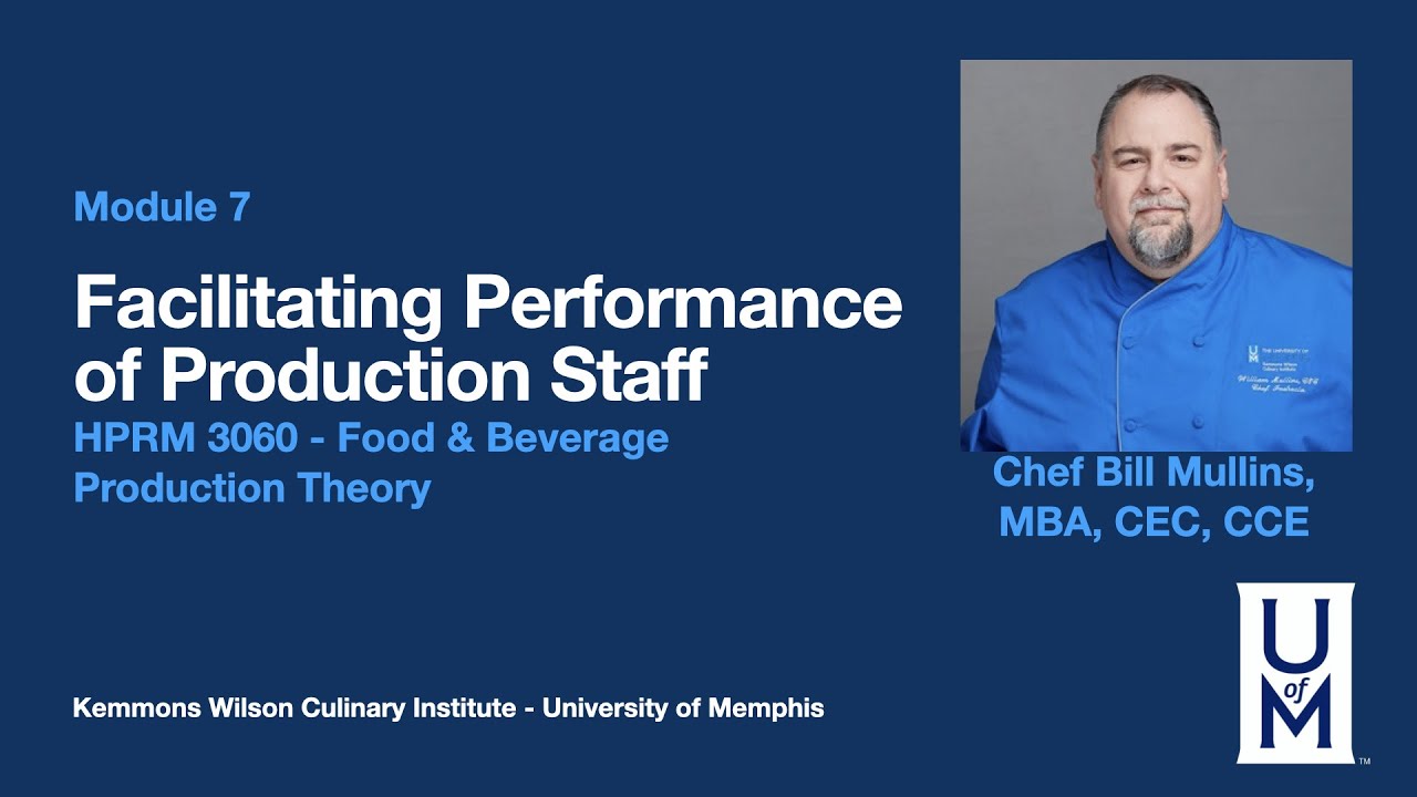 HPRM 3060 Food & Beverage Production Theory | Chapter 7   Facilitating Performance of Production Sta