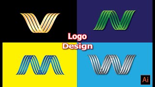 V, N, M & W 3D letter icon logo design in Adobe Illustrator l #logo #alphabet_logo