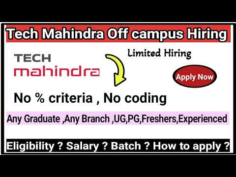 Tech Mahindra Direct Off Campus Hiring l No criteria l Any Graduate/PG can apply