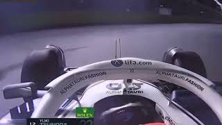 Yuki Tsunoda onboard of near crash Singapore GP 2022