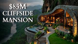 $85M Cliffside Mansion Built Into Mountain | Infinity Pool Overlooking River Valley at Sunset