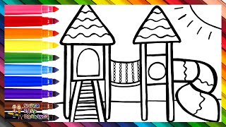 Drawing And Coloring A Rainbow Playground 🛝🌈 Drawings For Kids