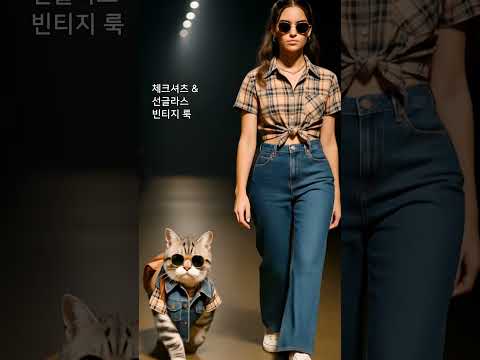 고양이와 커플룩입고 런웨이