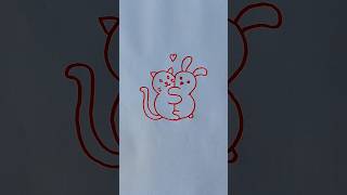How to draw Cat and Rabbit #shorts #cat #rabbit