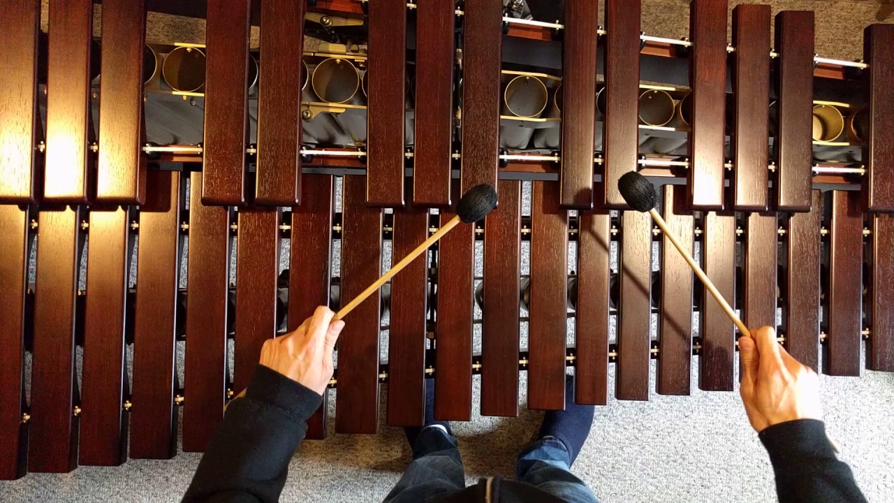 Bach G minor Presto on marimba measure 21 to the downbeat of 23