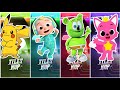 Pikachu vs Cocomelon vs Gummy Bear vs Pinkfong....Who Will Win?? Tiles Hop EDM Rush Gameplay 😜
