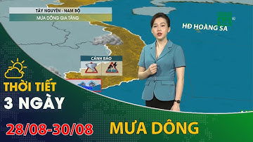 Thời tiết 3 ngày tới (28/08 đến 30/08): Nam Bộ những ngày tới mưa dông gia tăng | VTC14