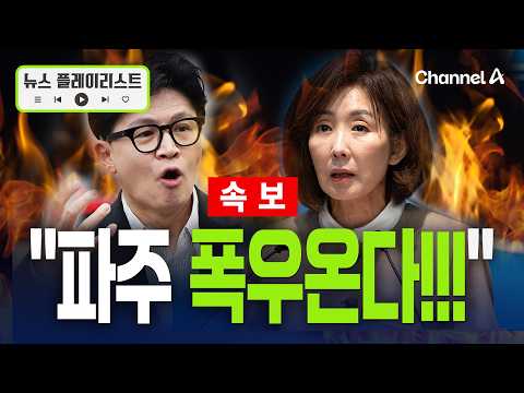 [속보] 나경원·한동훈 "파주에 폭우온다"…靑 " 위험 감안해서 최대한 신속하게 조사할 것" [뉴스플레이리스트] / 채널A