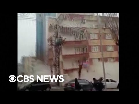 Video shows building collapse in Turkey as earthquake strikes