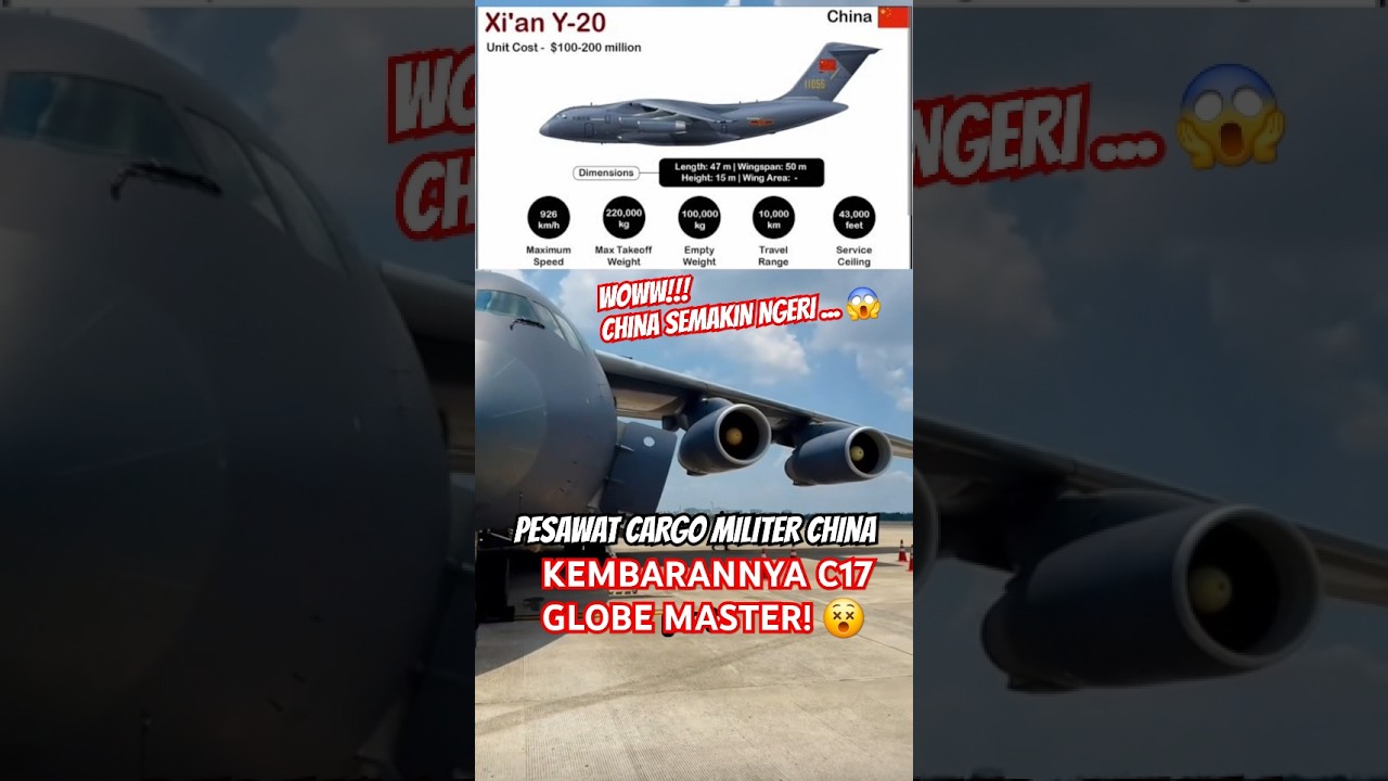 The Amazing of Cargo Plane from China, almost similarly with C17 GLOBEMASTER! 😵 #cargoplane #xiany20