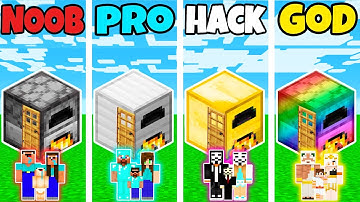 Minecraft: FAMILY FURNACE HOUSE BUILD CHALLENGE - NOOB vs PRO vs HACKER vs GOD in Minecraft