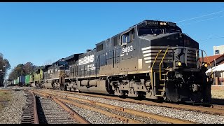 NS Stack Train 212 With NS Leader 9493 At Belmont NC On The NS Charlotte Mainline. 12-6-2020