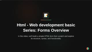 Html - Web development basic Series: Forms Overview
