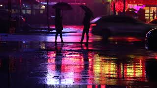#Футаж вечерняя улица в дождь ◄4K•HD► #Footage evening street in the rain
