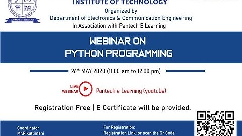 Python Basics |Webinar On  Python Programming | DSIT, Trichy | Pantech e learning