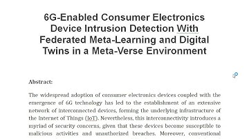 6G Enabled Consumer Electronics Device Intrusion Detection With Federated Meta Learning and Digital