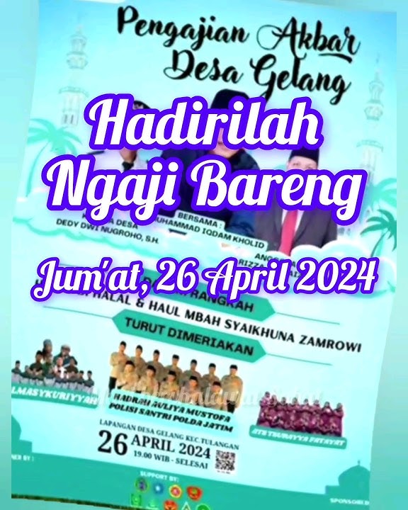 Ngaji bareng gus iqdam 26 April 2024 di gelang. #gusiqdham #sabilutaubah #jadwal #shorts #sidoarjo
