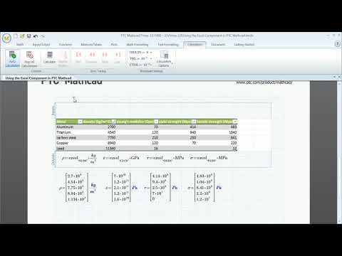 PTC Mathcad & Microsoft Excel