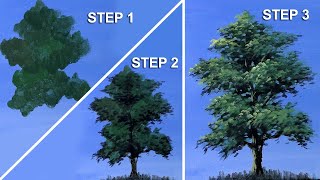 Easy and Basic Way on Painting a Tree in Acrylics for Beginners Step by Step using Flat Brush