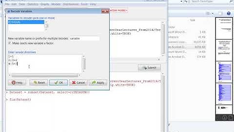 R Commander - Recode a Variable