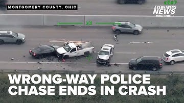 FULL VIDEO: Wrong-way police chase ends in crash, multiple people arrested