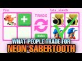 What People Trade for NEON SABERTOOTH + Giveaway - Adopt Me! Roblox