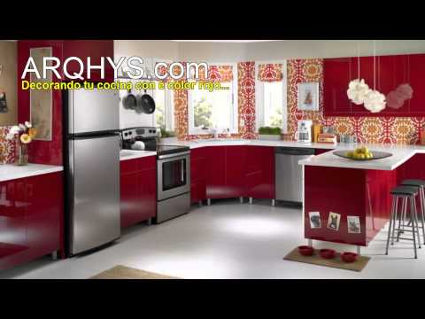 Cómo decorar una cocina? iluminación, decoración, colores ... Decoración mueble cocina Rojos de