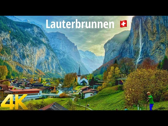 Lauterbrunnen, Switzerland walking tour 4K 60fps - A paradise on Earth class=