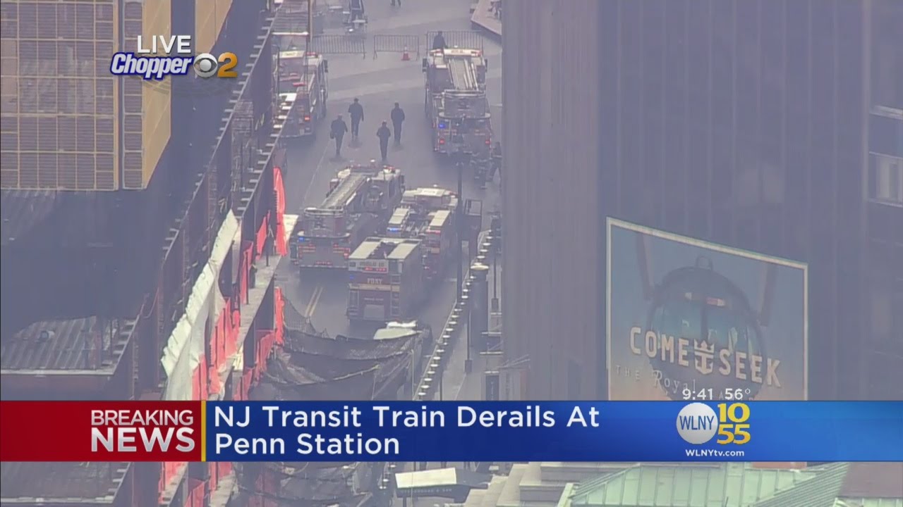 NJ Transit train derails at NY Penn Station