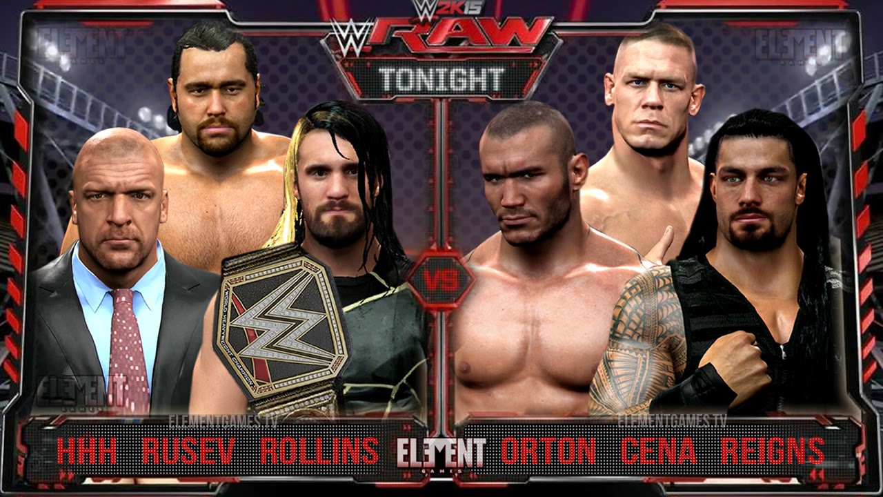 Wwe Raw 2k15 John Cena Randy Orton Roman Reigns Vs Triple H