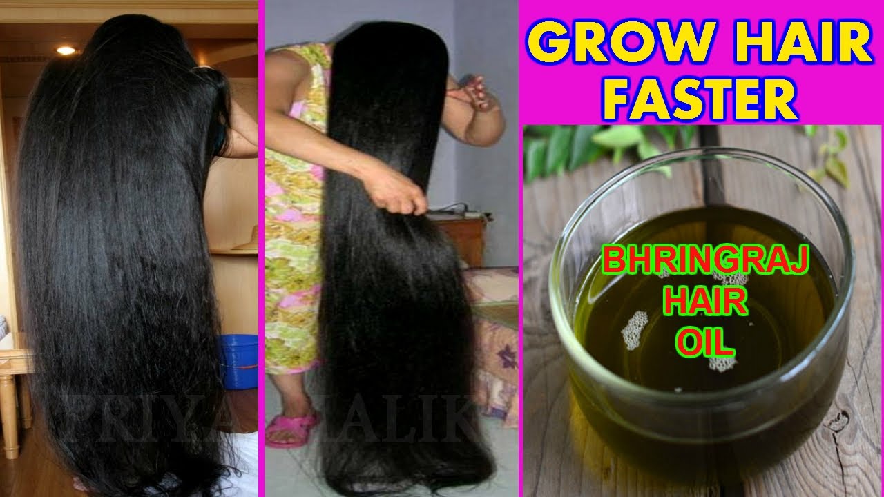 GROW HAIR FASTER WITH HOMEMADE BHRINGRAJ HAIR OIL || FAST HAIR GROWTH ||  PRIYA MALIK - YouTube
