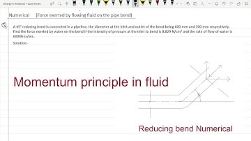 Force exerted by moving fluid on bend || Application of momentum principle || Fluid mechanics