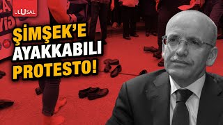 Memurlardan Bakan Mehmet Şimşek'e ayakkabılı protesto!