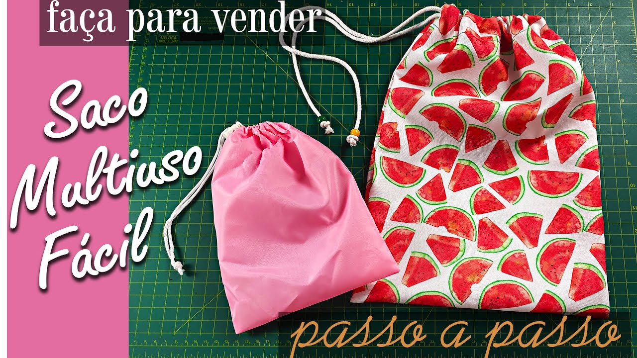 Como Fazer Saco de Tecido SUPER FÁCIL [Saquinho Multiuso mais fácil do mundo Passo a Passo ]