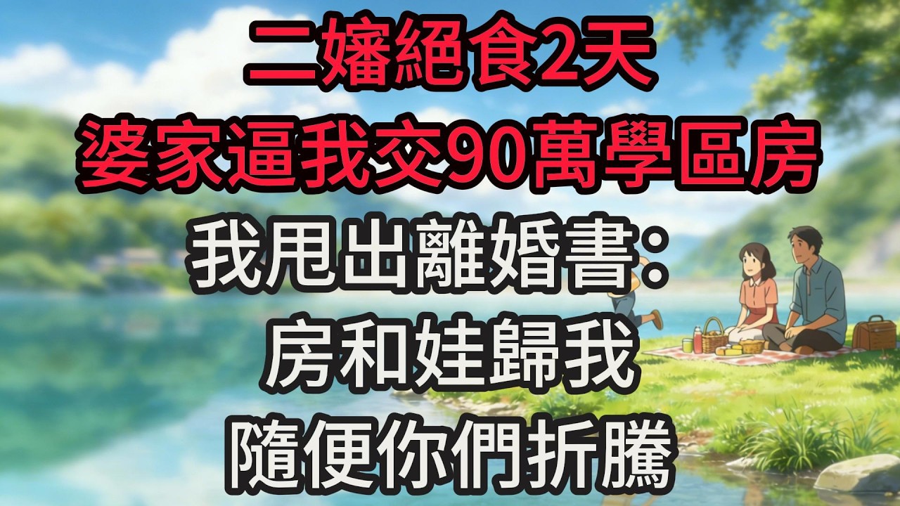 二嬸絕食2天，婆家逼我交90萬學區房，我甩出離婚書：房和娃歸我，隨便你們折騰，老公瞬間傻眼
