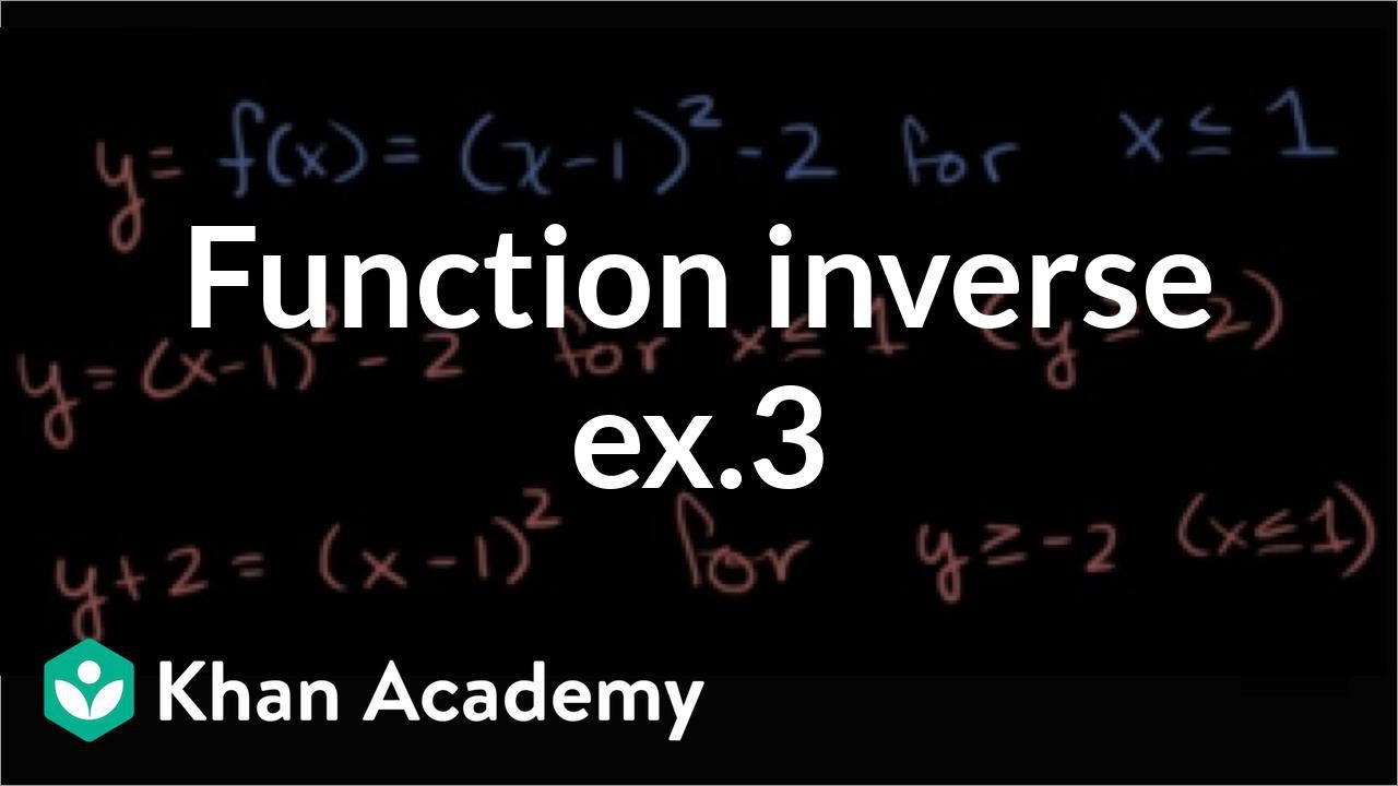 Finding Inverse Functions Quadratic Example 2 Video Khan Academy