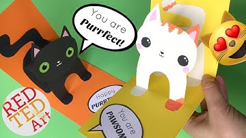 Easy 3D Cat Pop Up Card DIY - Birthday Card DIY - Valentine