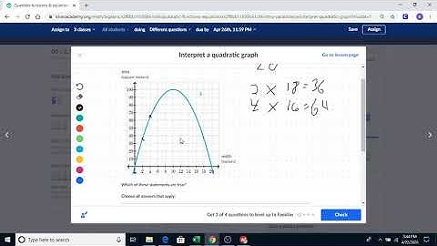 Khan Academy Interpret a Quadratic Graph