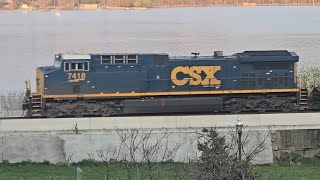 CSX 7418 Leads I169 Intermodal Train with a 1st Gen K5LA at Newburgh NY + Amtrak & Metro-North
