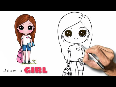 Cách Vẽ Tranh Cô Gái Đơn Giản | How to draw a girl easy
