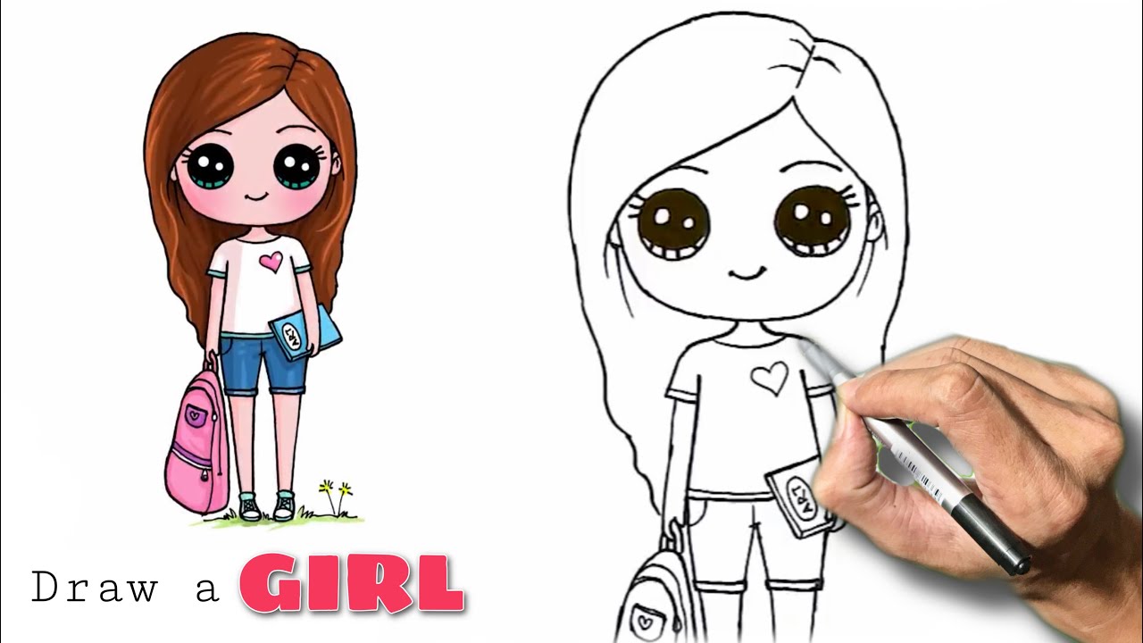 Cách Vẽ Tranh Cô Gái Đơn Giản | How To Draw A Girl Easy - Youtube