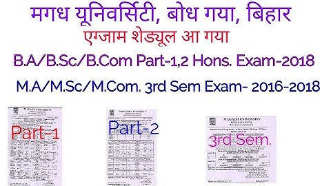 Exam Schedule of B.A/B.Sc/B.Com. Part-1,2 (Hons.) Exam-2018 | M.A/M.Sc/M.Com. 3rd Sem. Exam-2016-18