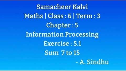 6th Maths Term 3 Samacheer | Chapter 5 | Information Processing | Exercise 5.1 | Sum 7 to 15