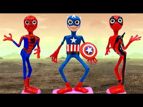 Making Dame Tu Cosita mixed Spiderman, Captain America, Deadpool with clay 👽 Polymer Clay Tutorial