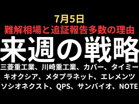【追証多数の理由】チャートで見る月曜の注目銘柄｜三菱重工業、川崎重工、ソシオネクスト、キオクシア、メタプラネット、カバー、エレメンツ、タイミー、QPS、サンバイオ、NOTE