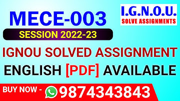 MECE-003 Solved Assignment 2022-23 in English, MECE 3 Solved Assignment 2023, MECE 3 Assignment
