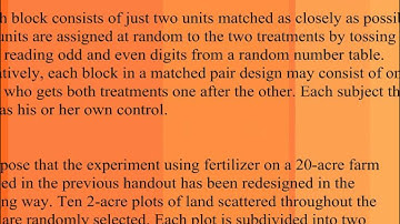 Chapter 13 Notes Part 5 Block and Matched Pair Design