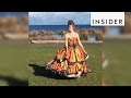 Homemade dress transforms from ball gown to butterfly