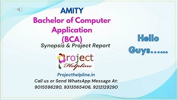 AMITY PROJECTSYNOPSIS FOR BCA | PROJECT HELP